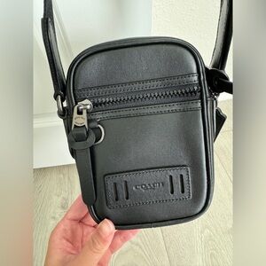 Coach black leather mini crossbody bag
